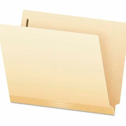 Pendaflex® Laminated Spine End-Tab Folders, Fastener, 2 Partitions, Straight Cut, Letter Size, Manila, Pack Of 50