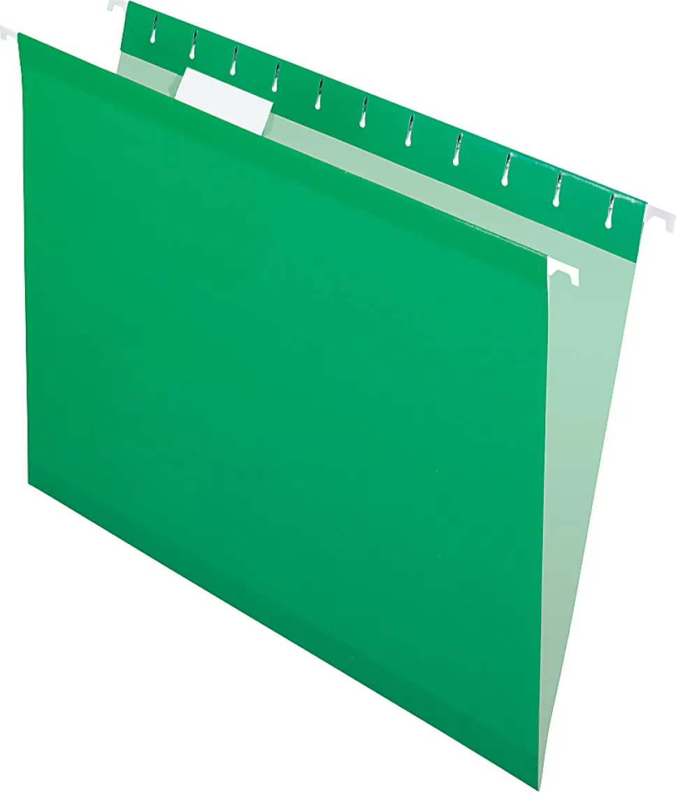 Pendaflex® Premium Reinforced Color Hanging File Folders, Letter Size, Bright Green, Pack Of 25 Folders