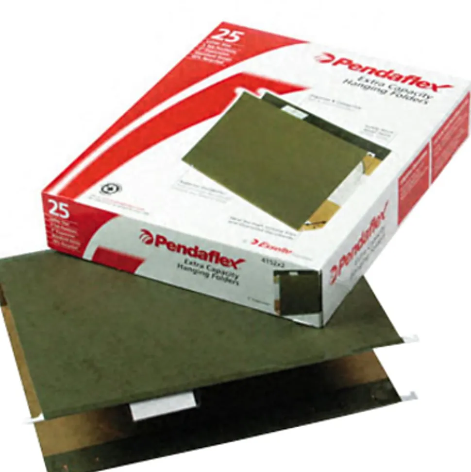 Pendaflex® Premium Reinforced Extra-Capacity Hanging File Folders, 2" Expansion, Letter Size, Green, Pack Of 25 Folders