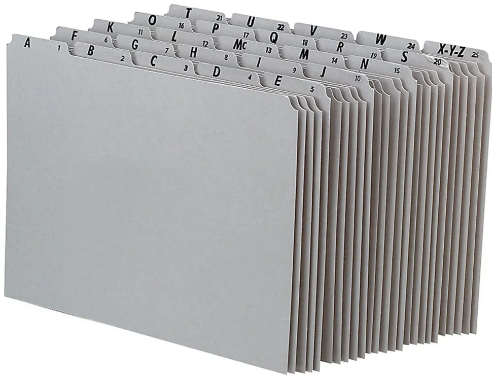 Pendaflex® Pressboard Alphabetic File Guides, Letter Size, Gray