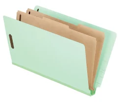 Pendaflex® Pressboard Classification Folders With Dividers, 8 1/2" x 14", 2 Divider, 2 Partition, Light Green, Pack Of 10