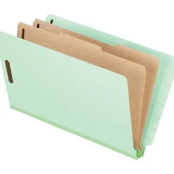 Pendaflex® Pressboard Classification Folders With Dividers, 8 1/2" x 14", 2 Divider, 2 Partition, Light Green, Pack Of 10