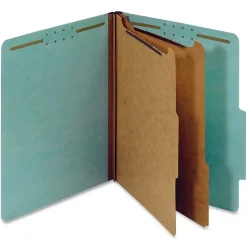 Pendaflex® Pressboard Classification File Folders With Fasteners, 8 1/2" x 11", Letter Size, 60% Recycled, Blue, Box Of 10