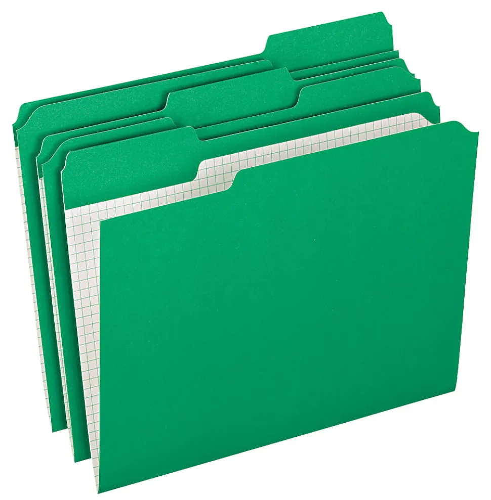 Pendaflex® Reinforced-Top File Folders, 1/3 Cut Tab, Letter Size, Bright Green, Box Of 100 Folders