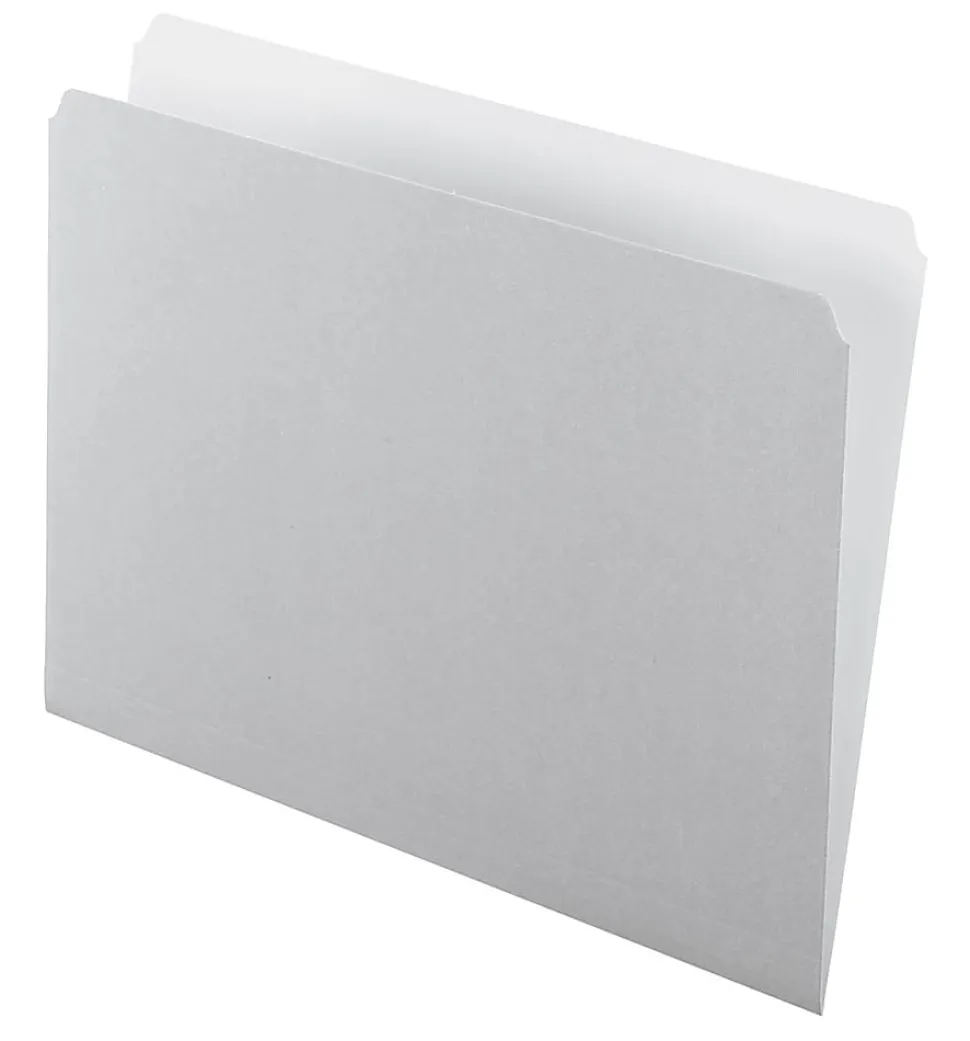 Pendaflex® Straight-Cut Color File Folders, Letter Size, Gray, Box Of 100