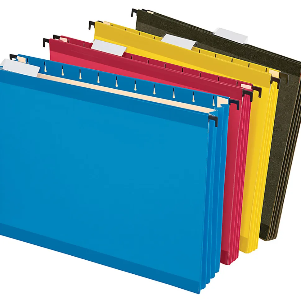 Pendaflex® SureHook® Hanging Pockets, 3 1/2" Expansion, 8 1/2" x 11", Assorted Colors, Pack Of 4 Pockets