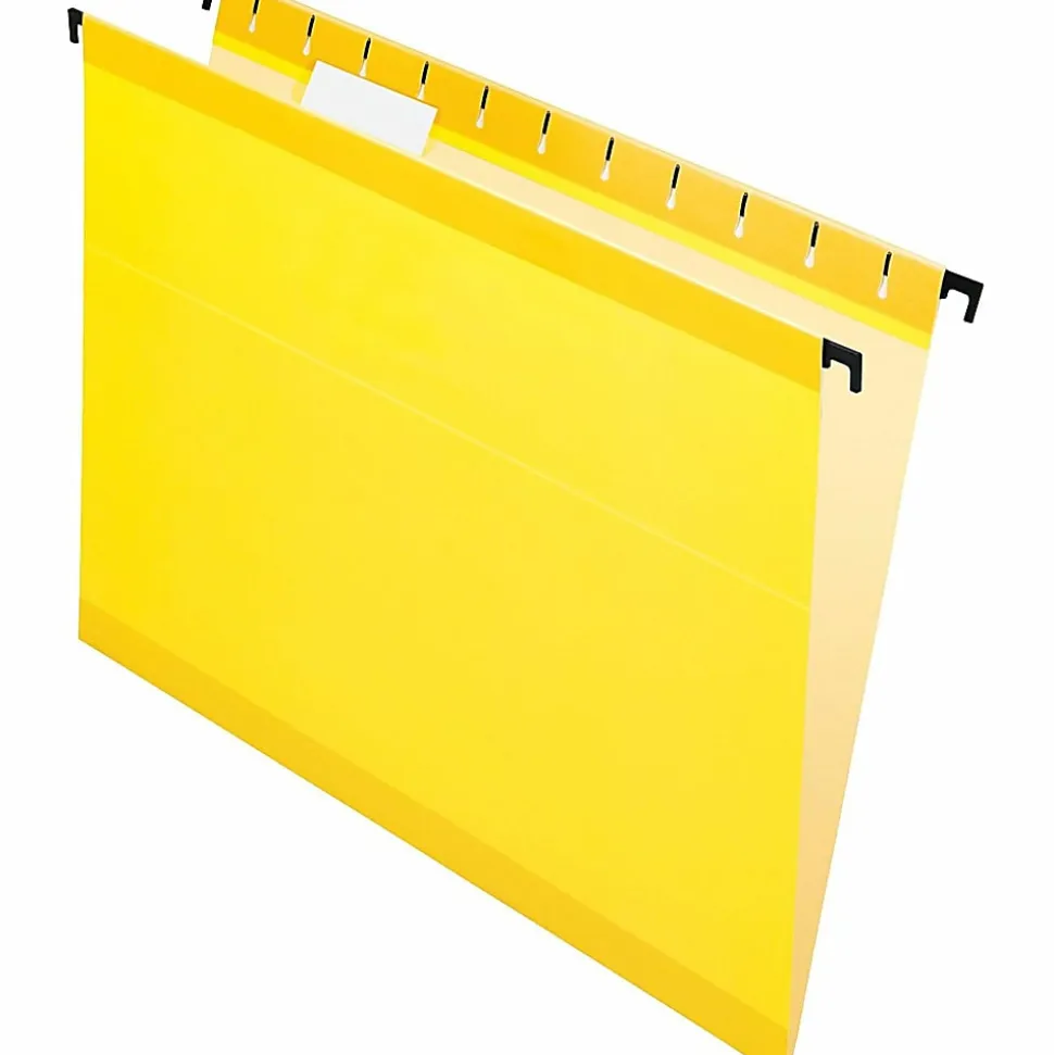 Pendaflex® SureHook™ Reinforced Hanging Folders, 1/5-Cut, Letter Size, Yellow, Box Of 20