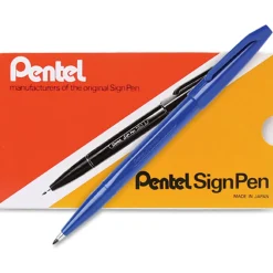 Pentel Arts Sign Pen Fiber-Tipped Pen, (2.0mm), Blue Ink - Pentel Arts Sign Pen, Vintage Style Fiber Tipped Pen (2.0mm), Calligraphy, Blue Ink