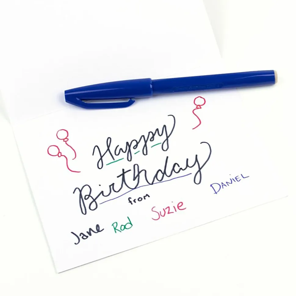 Pentel Arts Sign Pen Fiber-Tipped Pen, (2.0mm), Blue Ink - Pentel Arts Sign Pen, Vintage Style Fiber Tipped Pen (2.0mm), Calligraphy, Blue Ink