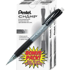 Pentel® Champ® Mechanical Pencil, 0.5mm, #2 Lead, Black Barrel, Pack Of 24