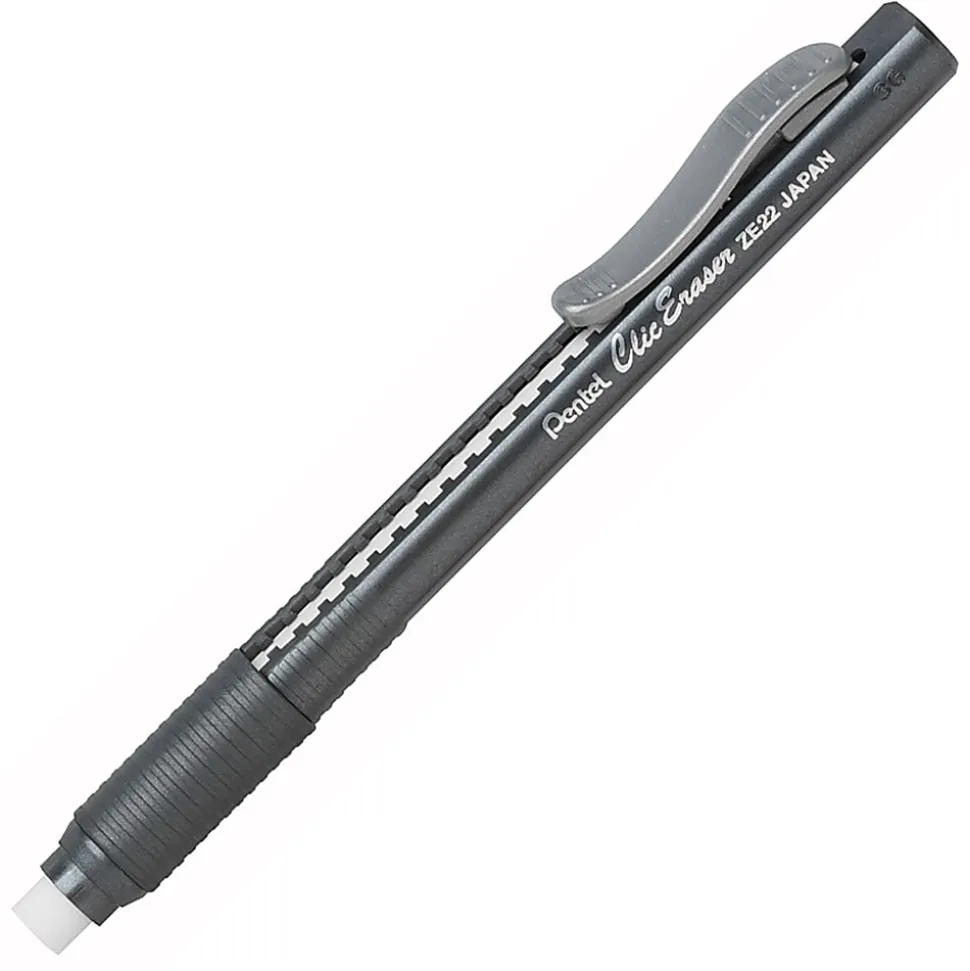Pentel® Clic Erasers®, Black Barrel, Pack Of 4