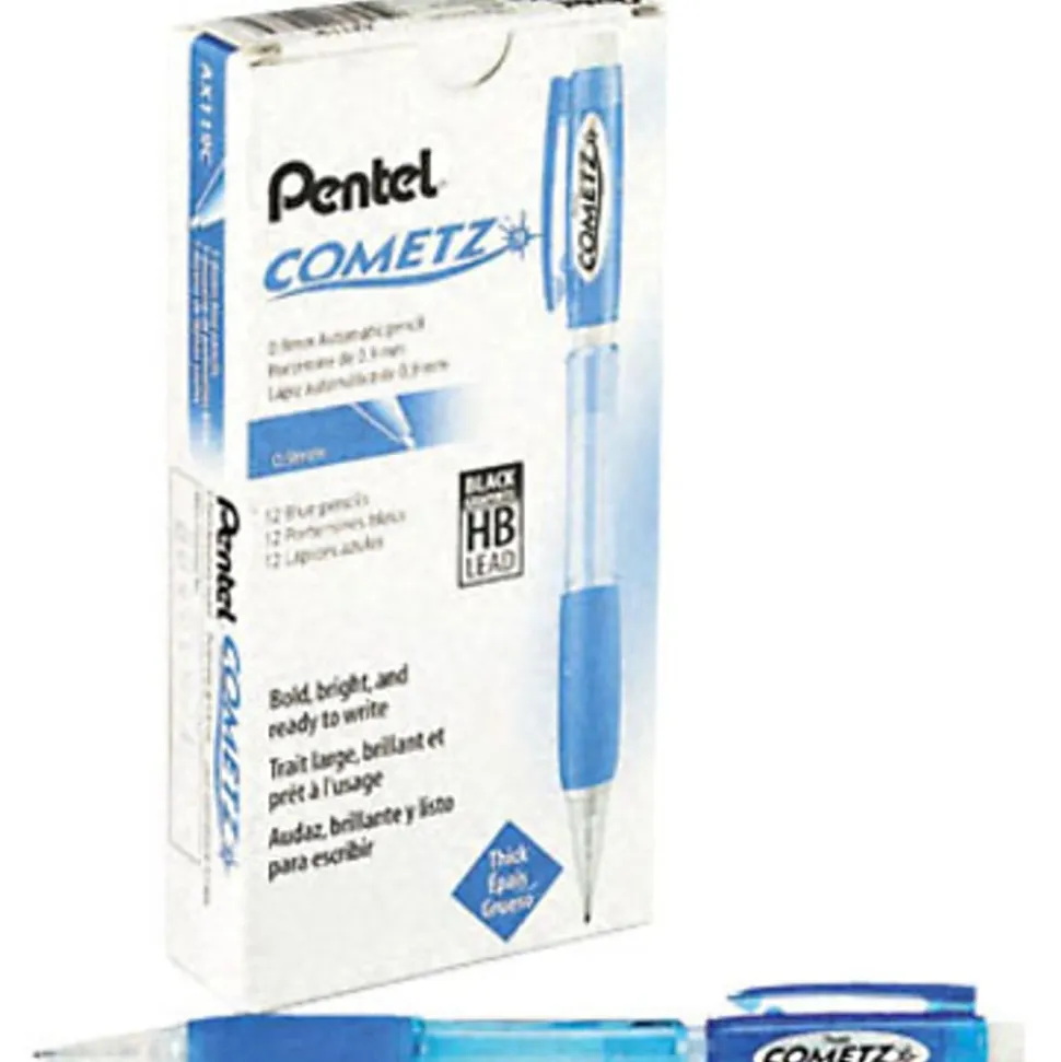 Pentel® Cometz™ Mechanical Pencil, 0.9mm, #2 Lead, Blue Barrel, Pack Of 12
