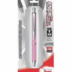 Pentel® EnerGel⢠Alloy Retractable Gel Pens, Medium Point, 0.7 mm, Metallic Pink Barrel, Black