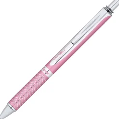 Pentel® EnerGel™ Alloy Retractable Gel Pens, Medium Point, 0.7 mm, Metallic Pink Barrel, Black