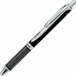 Pentel® EnerGel Alloy Retractable Gel Pen, Medium Point, 0.7 mm, Black Barrel, Black Ink