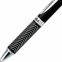 Pentel® EnerGel Alloy Retractable Gel Pen, Medium Point, 0.7 mm, Black Barrel, Black Ink
