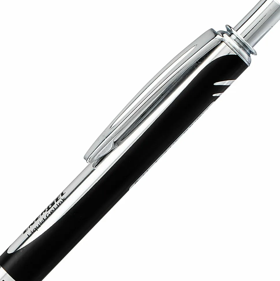 Pentel® EnerGel Alloy Retractable Gel Pen, Medium Point, 0.7 mm, Black Barrel, Black Ink