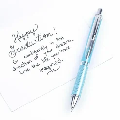 PentelĀ® EnerGelĀ® Alloy Retractable Gel Pen, Medium Point, 0.7 mm, Aquamarine Aluminum Barrel, Black Ink