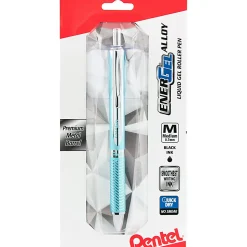 Pentel EnerGel Alloy RT Gel Pen, Medium Point, 0.7 mm, Turquoise Barrel, Black Ink