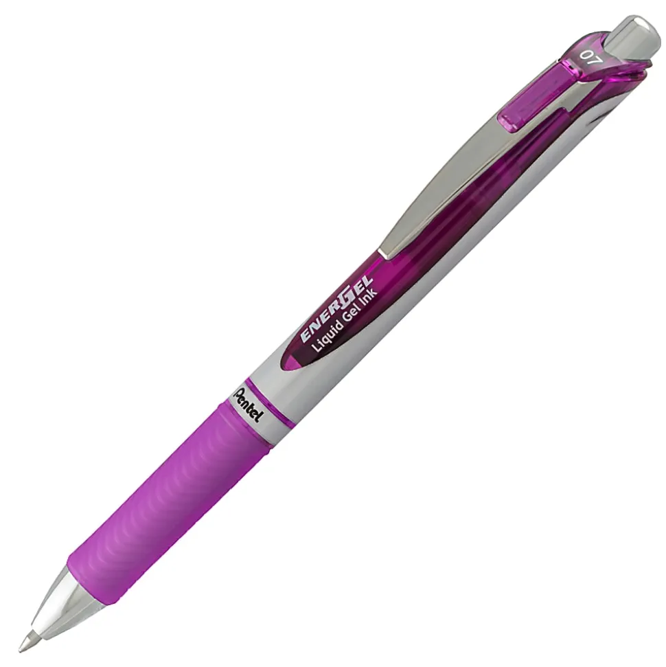 Pentel® EnerGel® Deluxe RTX Gel Pens, Medium Point, 0.7 mm, Assorted Barrels, Violet Ink, Pack Of 3