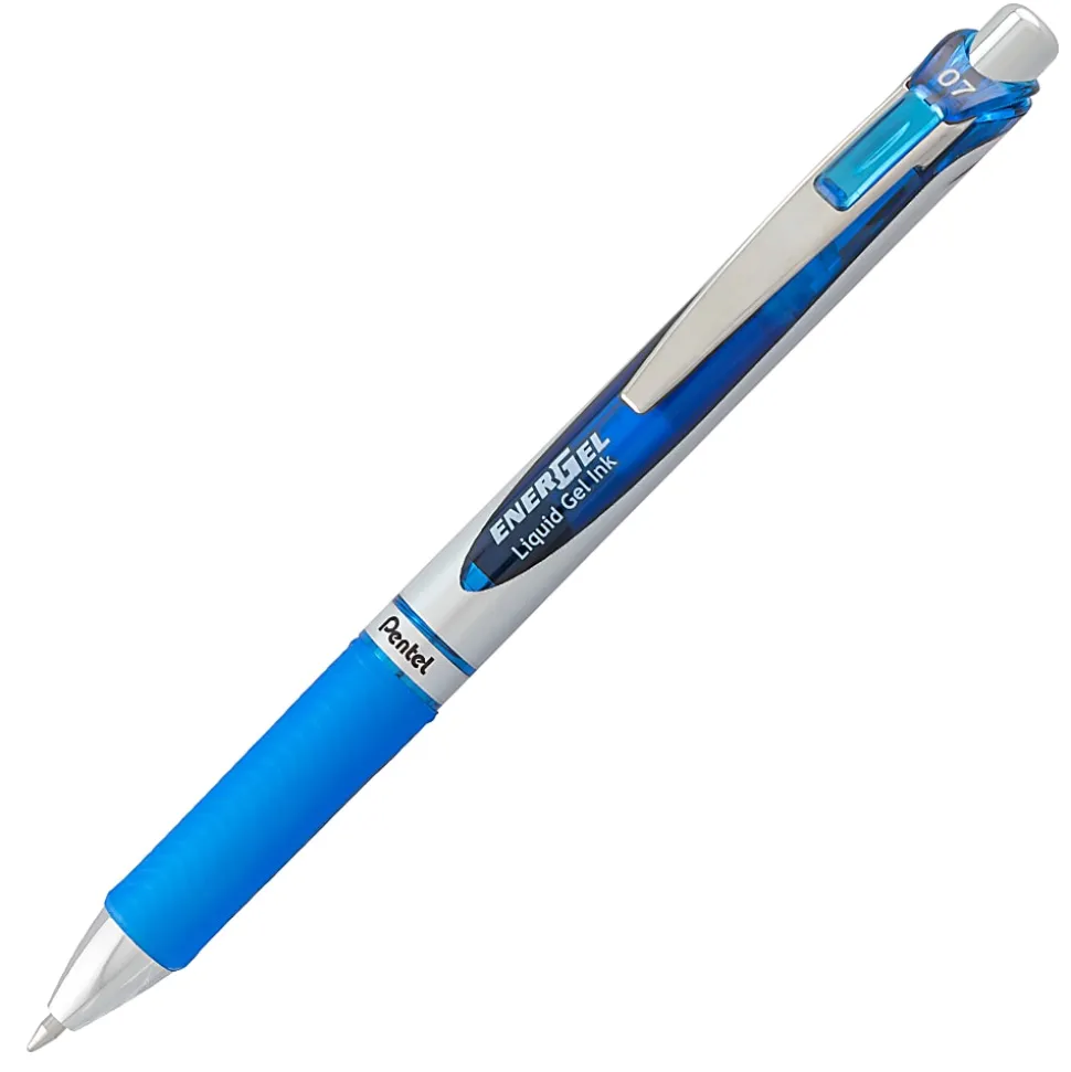 Pentel® Energel® Deluxe RTX Gel Pens, Medium Point, 0.7 mm, Assorted Barrels, Blue Ink, Pack Of 3