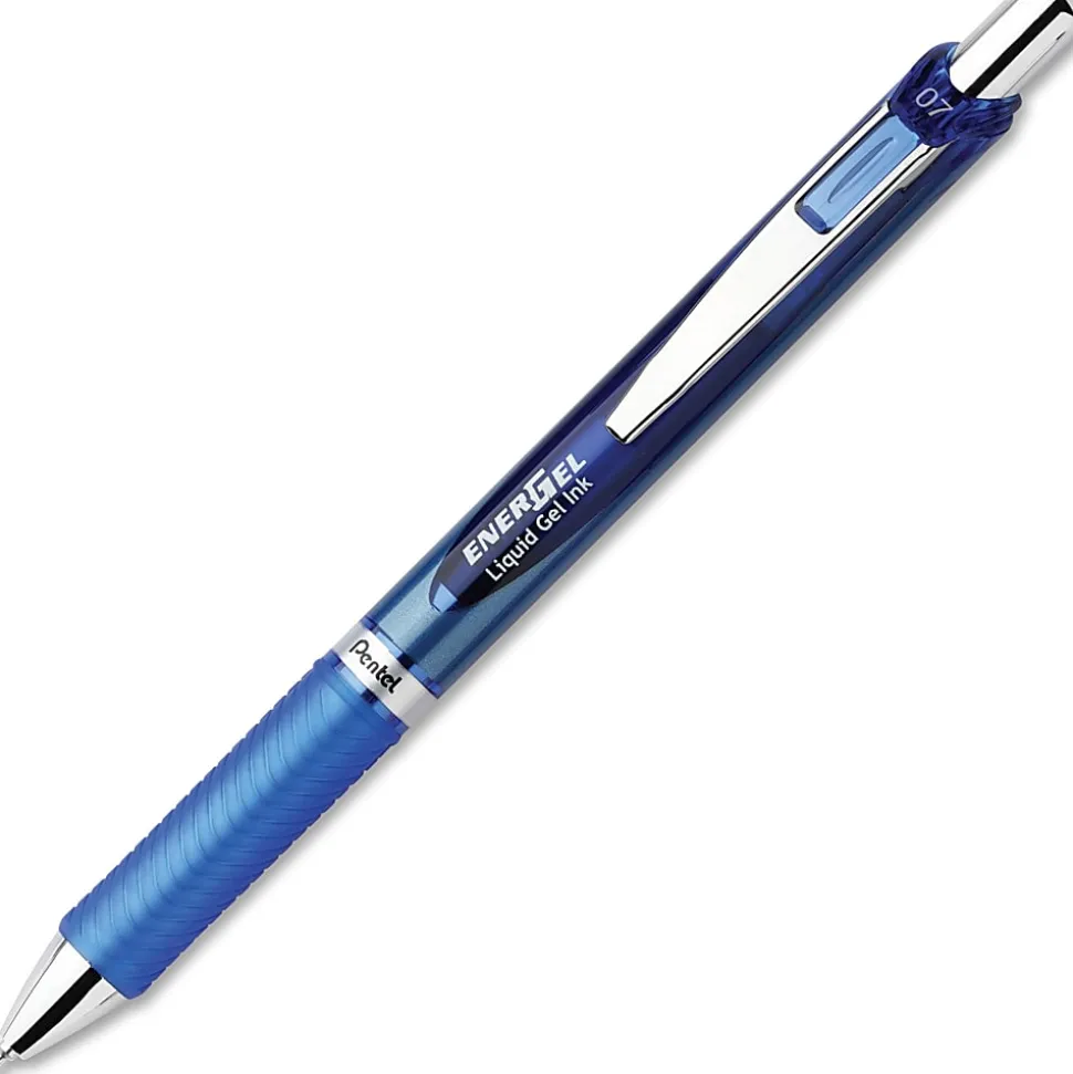 Pentel® EnerGel™ Deluxe RTX Retractable Pens, Needle Point, 0.7 mm, Blue Barrel, Blue Ink, Pack Of 12 Pens