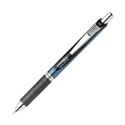 Pentel® EnerGel™ Deluxe RTX Retractable Liquid Gel Pens, Fine Point, 0.5 mm, 54% Recycled, Blue Barrel, Black Ink, Pack Of 12 Pens