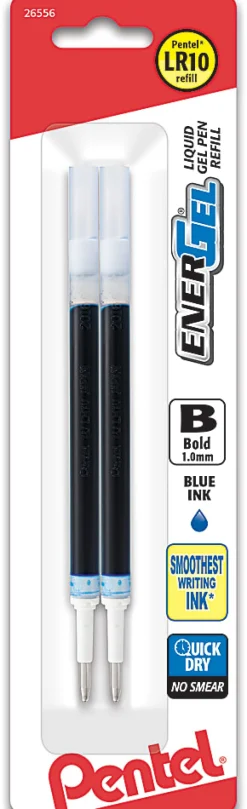Pentel® EnerGel Liquid Gel Pen Refills, Bold Point, 1.0 mm, Blue Ink, Pack Of 2 Refills