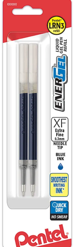 Pentel® EnerGel Liquid Gel Pen Refills, Extra-Fine Point, 0.3 mm, Blue Ink, Pack Of 2 Refills