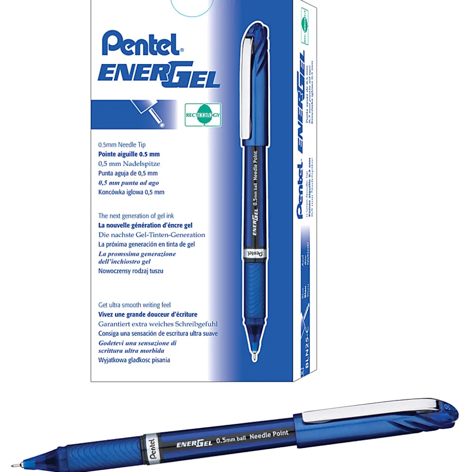 Pentel® EnerGel™ NV Liquid Gel Pens, Fine Point, 0.5mm, Blue Ink, Pack Of 12 Pens