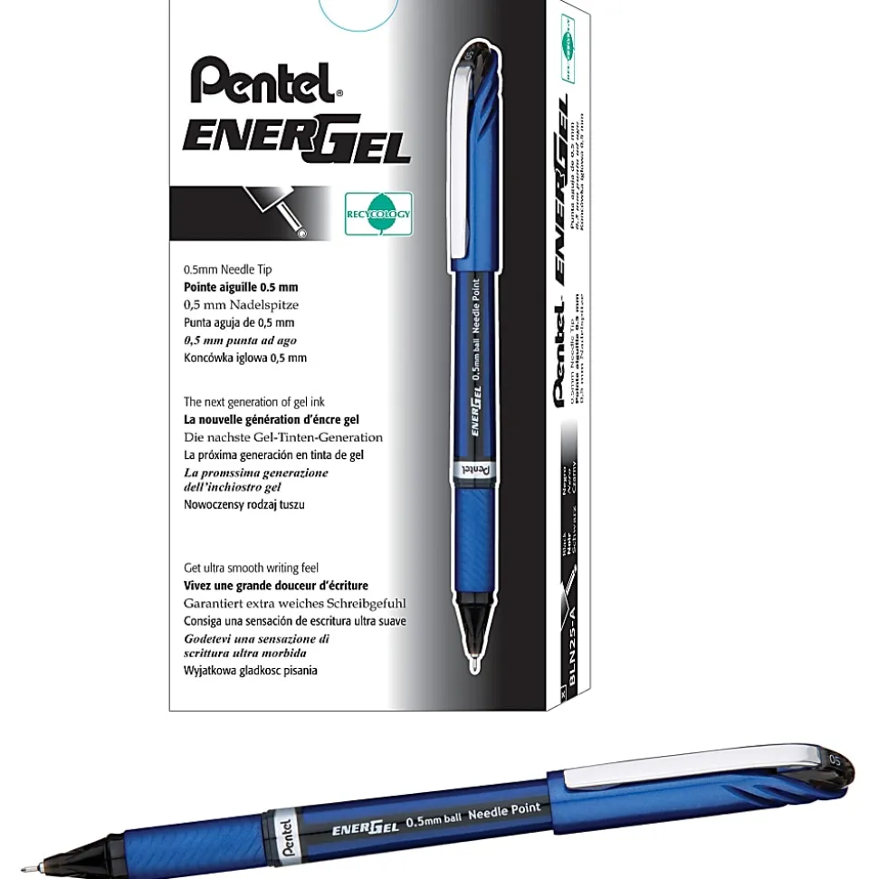 Pentel® EnerGel™ NV Liquid Gel Pens, Fine Point, 0.5 mm, Black Ink, Pack Of 12 Pens