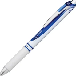 Pentel® EnerGel® Pearl Liquid Gel Pens, Pack Of 12, Fine Point, 0.5 mm, Pearl White/Silver Barrel, Blue Ink