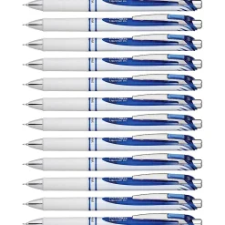 Pentel® EnerGel® Pearl Liquid Gel Pens, Pack Of 12, Fine Point, 0.5 mm, Pearl White/Silver Barrel, Blue Ink