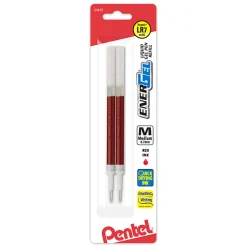 Pentel EnerGel Pen Refills, Medium Point, 0.7 mm, Red Ink, Pack Of 2