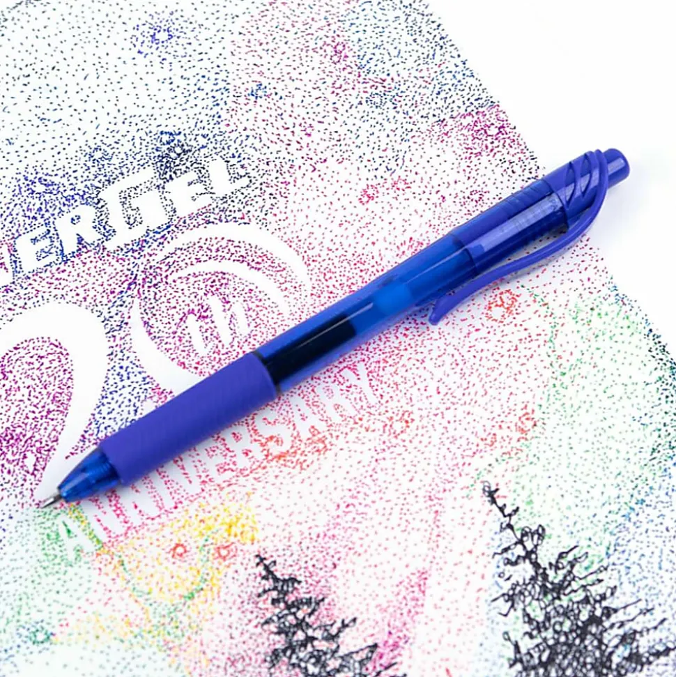 Pentel® EnerGel™ Retractable Gel Pens, Medium, 0.7 mm, 84% Recycled, Blue Barrel, Blue Ink, Pack Of 12 Pens