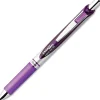 Pentel® EnerGel™ Retractable Liquid Gel Pens, Medium Point, 0.7 mm, Silver Barrel, Violet Ink, Pack Of 12