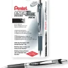 Pentel® EnerGel™ Retractable Liquid Gel Pens, Medium Point, 0.7 mm, Silver Barrel, Black Ink, Pack Of 12