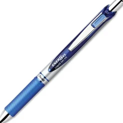 Pentel® EnerGel™ Retractable Liquid Gel Pens, Medium Point, 0.7 mm, Silver Barrel, Blue Ink, Pack Of 12