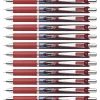 Pentel® EnerGel® RTX Liquid Gel Pens, Pack Of 12, Medium Point, 0.7 mm, Blue Barrel, Red Ink