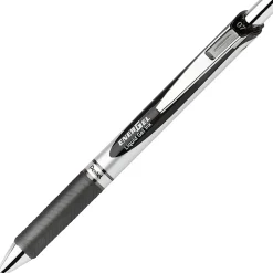Pentel® EnerGel® RTX Liquid Gel Pen, Medium Point, 0.7 mm, Silver Barrel, Black Ink