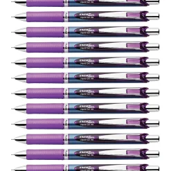 PentelĀ® EnerGelĀ® RTX Liquid Gel Pens, Pack Of 12, Medium Point, 0.7 mm, Blue Barrel, Violet Ink