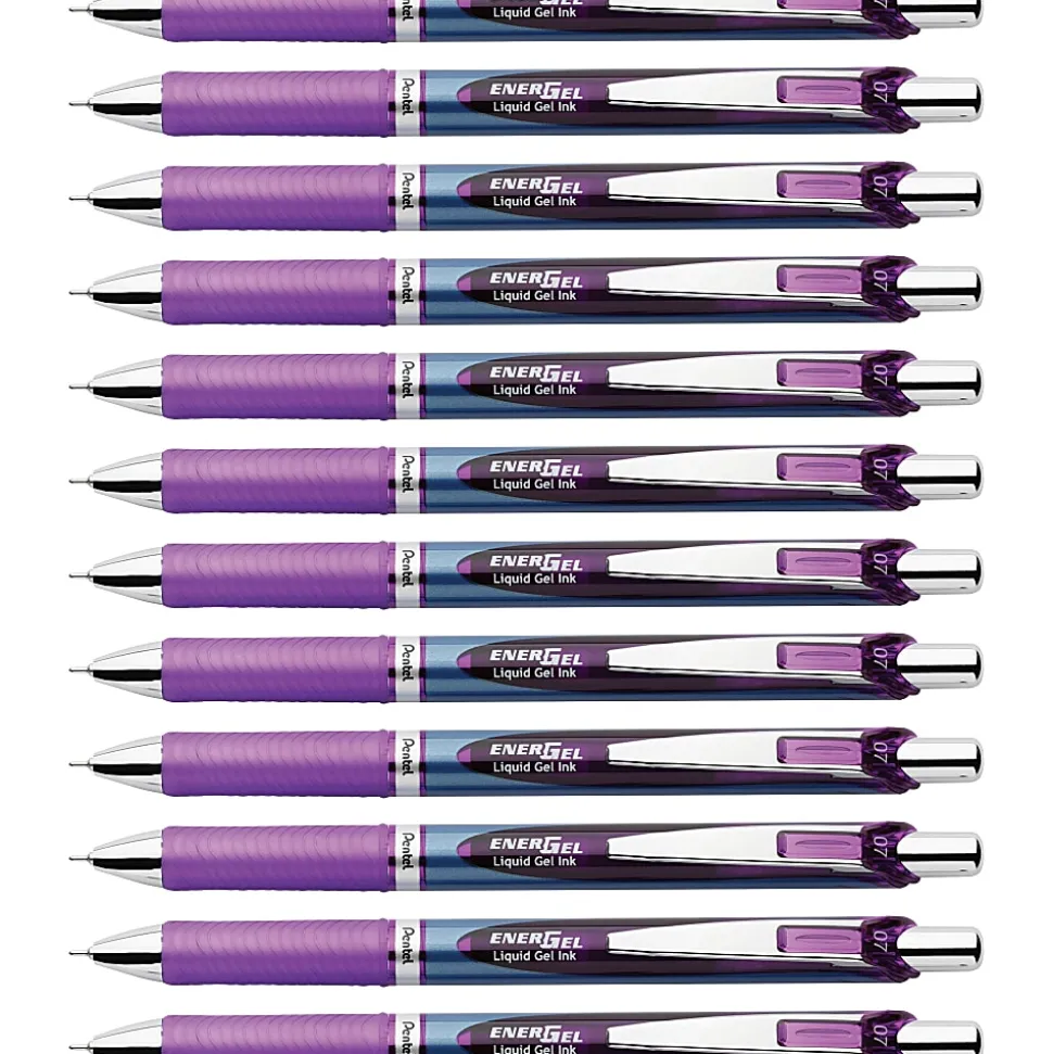 Pentel® EnerGel® RTX Liquid Gel Pens, Pack Of 12, Medium Point, 0.7 mm, Blue Barrel, Violet Ink
