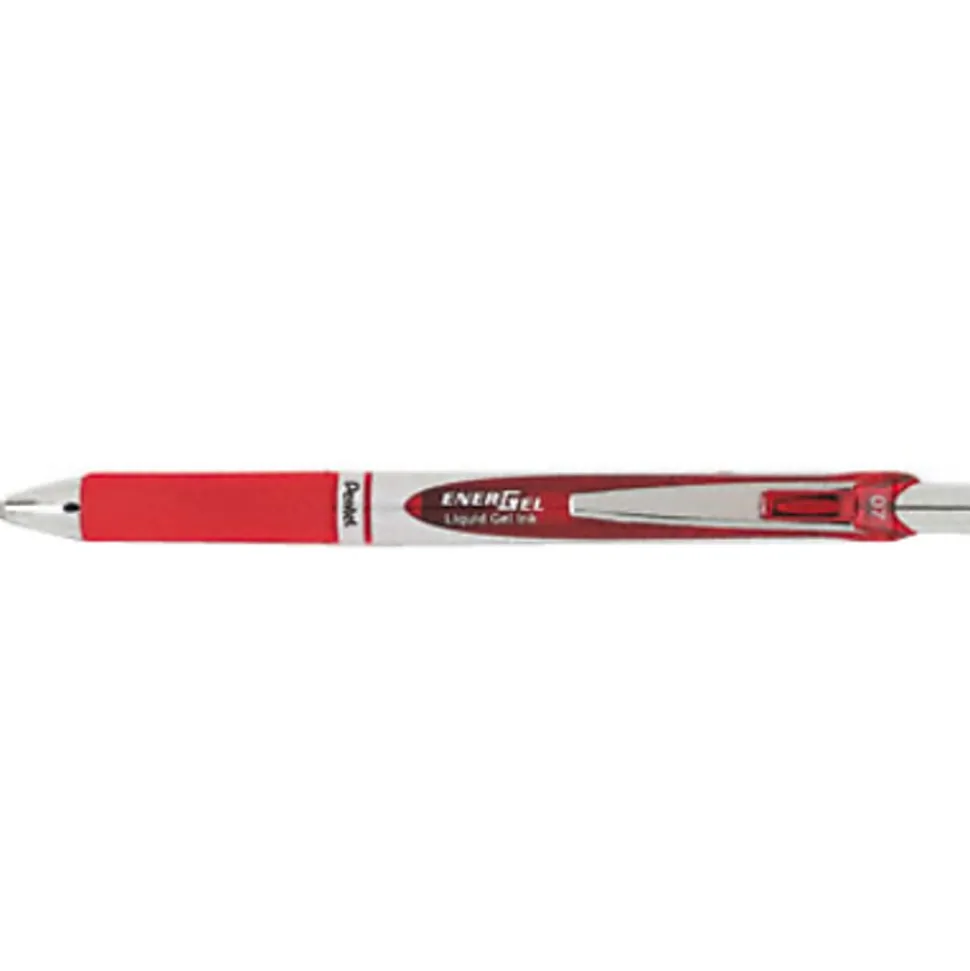 Pentel® EnerGel® RTX Liquid Gel Pen, Medium Point, 0.7 mm, Silver Barrel, Red Ink