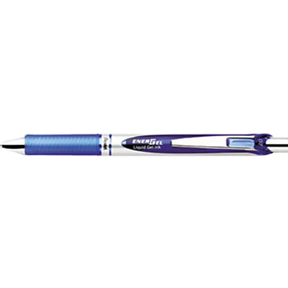 Pentel® EnerGel® RTX Liquid Gel Pen, Medium Point, 0.7 mm, Silver Barrel, Blue Ink