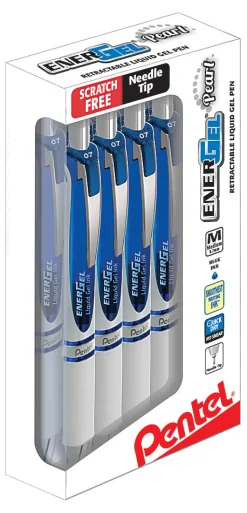 Pentel® EnerGel™ RTX Pearl Pens, Needle Point, 0.7 mm, Pearl Barrel, Blue Ink, Pack Of 12 Pens