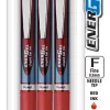 Pentel® EnerGel® RTX Retractable Liquid Gel Pens, Fine Point, 0.5mm, 54% Recycled, Assorted Barrel Colors, Red Ink, Pack Of 3 Pans