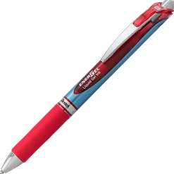 Pentel® EnerGel® RTX Retractable Liquid Gel Pens, Fine Point, 0.5mm, 54% Recycled, Assorted Barrel Colors, Red Ink, Pack Of 3 Pans