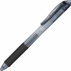 Pentel® EnerGel-X Retractable Gel Pens, Pack Of 24, Fine Point, 0.5 mm, Black Barrel, Black Ink