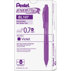 PentelĀ® EnerGel-X Retractable Roller Gel Pens, Medium Point, 0.7 mm, 84% Recycled, Violet Barrel, Violet Ink, Pack Of 12 Pens