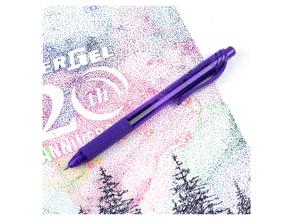 Pentel® EnerGel-X Retractable Roller Gel Pens, Medium Point, 0.7 mm, 84% Recycled, Violet Barrel, Violet Ink, Pack Of 12 Pens